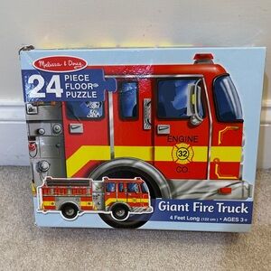 Melissa & Doug Giant Fire Truck Floor Puzzle - Red and Yellow